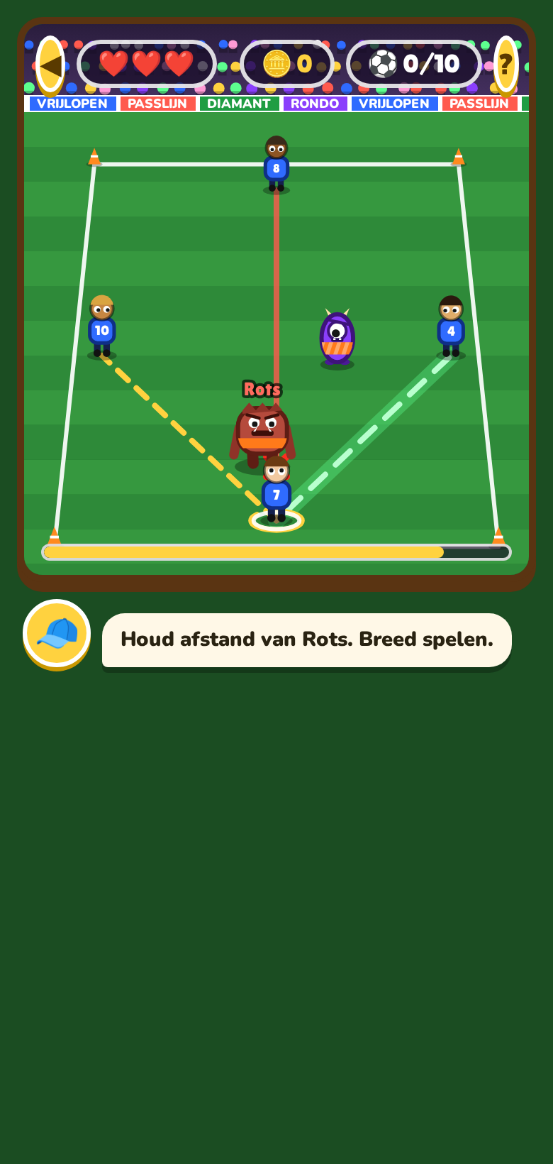FC Vrijlopers op een telefoon: spelers spelen vrij op het voetbalveld